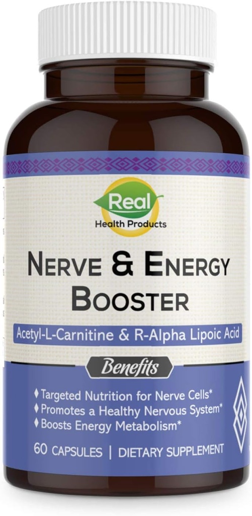ALA Supplement - R-Alpha Lipoic Acid 300mg &amp; Acetyl L-carnitine 1000mg - Nerve & Energy Booster for Nerve, Cardiovascular, Cognitive Function & Antioxidant Support, 60 cápsulas, 30 días de suministro