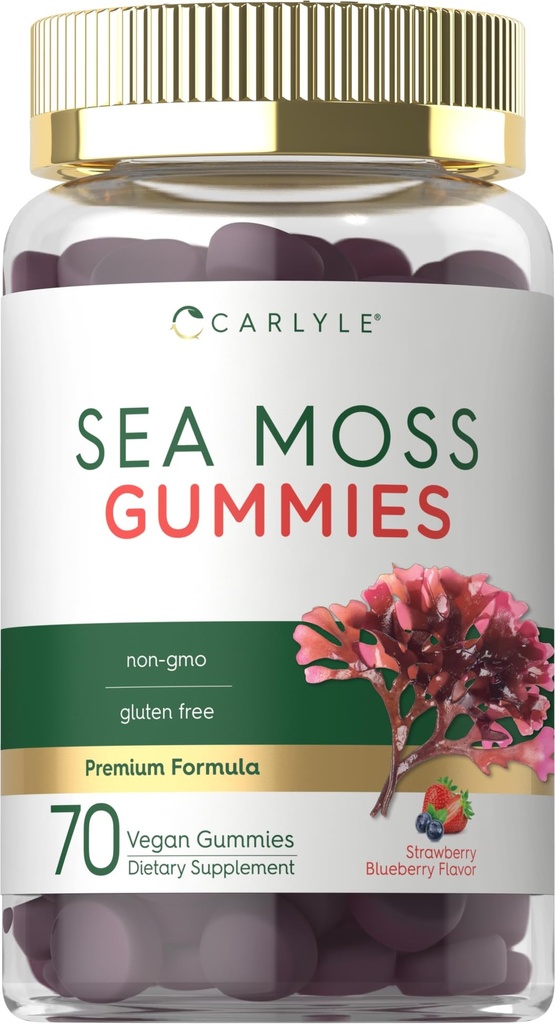 Carlyle Sea Moss Gummies | 70 Count | Strawberry Blueberry Flavor | Vegan, Non-GMO, Gluten Free Supplement