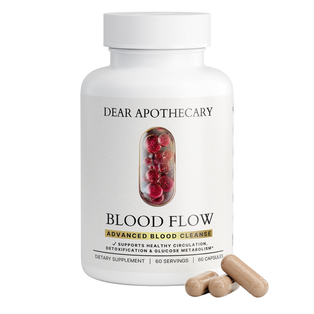 Blood Flow Advanced Formula - Botanical Herbal Complex with Cayenne Ginger - Traditional Wellness Blend with Vitamins Minerals - Daily Herbal Supplement - Vegan Non-GMO Gluten-Free - 60 Capsules