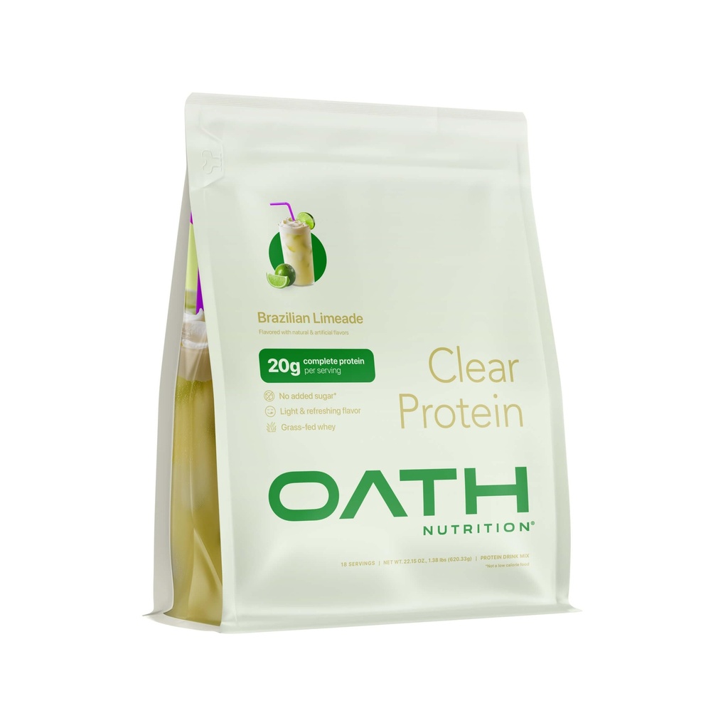 Oath Nutrition Clear Whey Isolate Protein Powder, Brazilian Limeade, 20g Complete Protein per Serving, No Added Sugar, Grass-Fed, 18 Servings