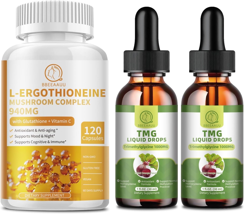 L-Ergothioneine Mushroom Complex Capsules & TMG (Trimethylglycine) Liquid Drops