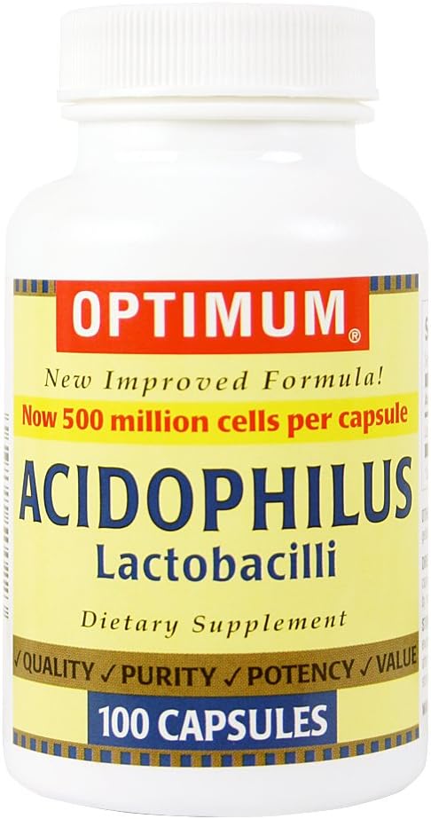 Optimum Acidophilus Lactobacilli Capsules, 100 Conde (Pack of 2)