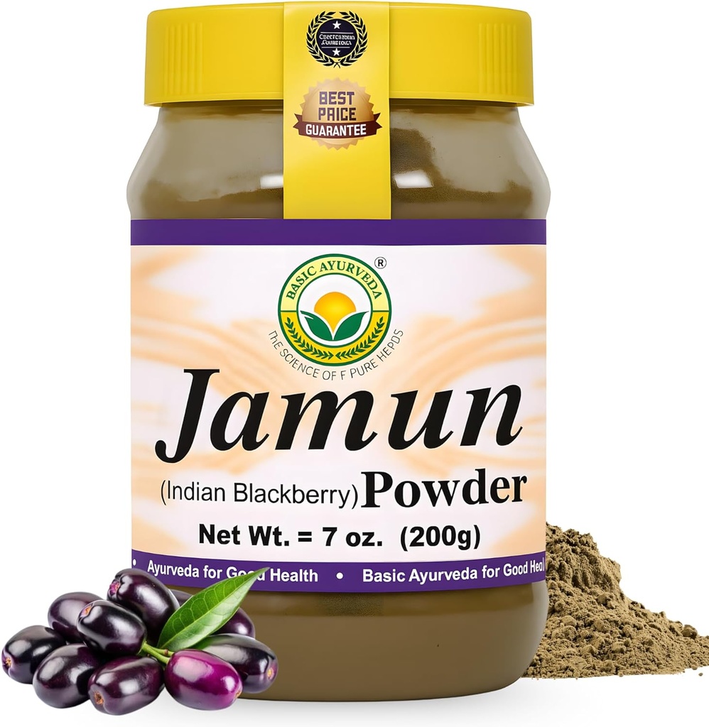 Basic Ayurveda Jamun Powder – 7.05 Oz (200g) ← Indio Blackberry Fruit Powder Silencio Natural Herbal Suplemento para el uso diario ← Rich in Antioxidants ← Vegan &amp; Gluten-Free