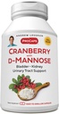 ANDREW LESSMAN Cranberry with D-Mannose - 180 Capsules - Supports Bladder, Kidney and Urinary Tract Health. Concentrado de arándanos estandarizado de alta potencia y D-Mannose. Cápsulas fáciles de absorber