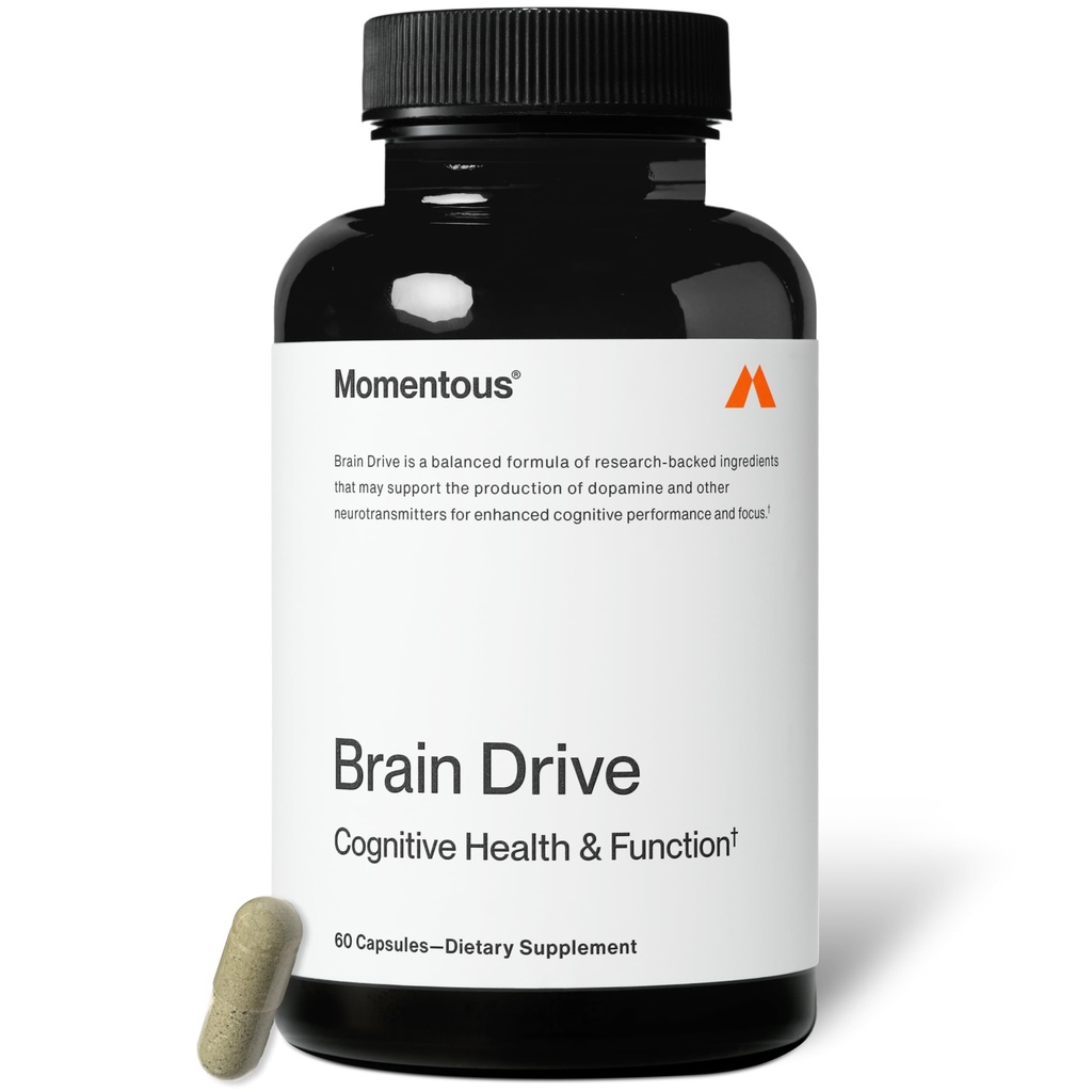 Momentous Brain Drive Nootropic Supplement - Brain Supplement for Memory & Focus Support - NSF Certified for Sport - GMO- & Gluten-Free - 30 Servings