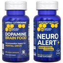 NATURAL STACKS NeuroAlert + Dopamine Brain Food Bundle - 200mg Paraxanthine & 650mg L-Tyrosine Supplement - Caffeine Free Supplement - Support for Brain Energy & Mental Drive* - 50 Total Servings