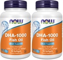 NOW Foods Supplements, DHA 1,000 Brain Support, Extra Strength, 1,000 mg DHA, 90 Softgels, (Pack of 2)