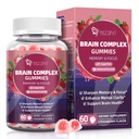 Migcopat Brain Supplements for Memory & Focus – Nootropic Gummies w/Bacopa, Lion’s Mane, Ginkgo & 10-in-1 Mushroom Complex, Mental Clarity & Cognitive Support, Caffeine-Free Strawberry Flavor 60 Cts