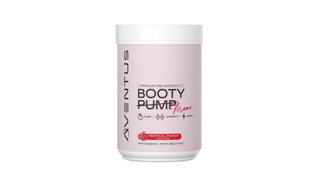 Aventus Booty Pump Pre-Workout Powder | Pump, Strength and Energy with Collagen, Creatine, Caffeine and More, 30 Servings (30 Servings, Tropical Punch)
