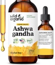 Wild & Organic Ashwagandha Liquid Drops - Calming Ashwagandha Root Extract for Relaxation - 1-Month Supply - Herbal Supplements for Women and Men - Vegan, Sugar &amp; Alcohol-Free Tintura - 2 fl oz