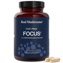 Real Mushrooms Lions Mane Focus Capsules (90 Count) – Organic Lions Mane Fruiting Body Extracts with 200mg Alpha GPC Choline for Mental Clarity & Daily Cognitive Function