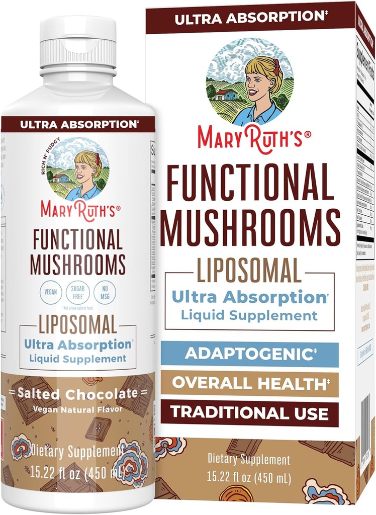 MaryRuth Organics Mushroom, Suplemento de Mushroom, Vitamina Líquida de Mushroom, Suplemento de Reishi Mushroom para Immune Support, Turquía Vitamina de Tail para el alivio de estrés, Vegan, No GMO, Gluten Free, 15.22 Fl Oz