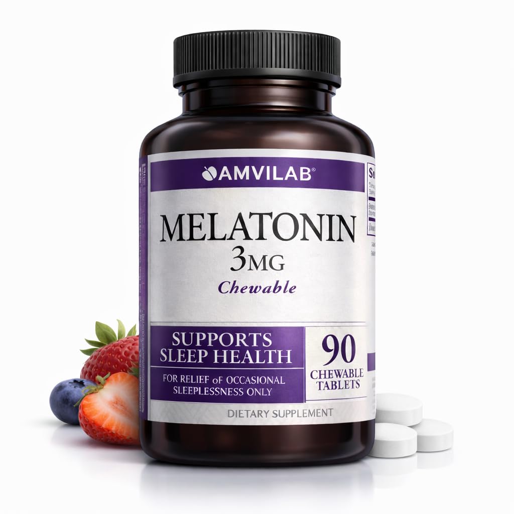 Melatonin 3mg Fast Dissolve Tablets – Natural Sleep Support – Maximum Strength Chewables – Berry Flavor – 90 Count – Non-GMO, Vegan, Gluten-Free