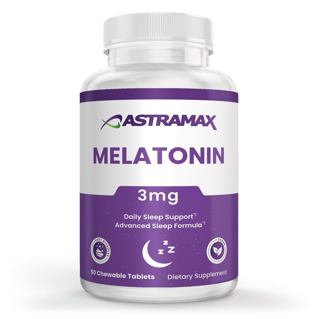 Melatonin 3mg | 50 Fast-Dissolve Chewable Tablets | Nighttime Sleep Support for Adults | Vegan & Non-GMO | 100% Drug-Free Formula | Non-Habit Forming