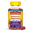 Nature Made Melatonin + Magnesium Gummies, Sleep and Relax Support, Melatonin 3mg Non-Habit Forming Sleep Aid, Magnesium Citrate, 50 Gummies
