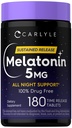 Carlyle Melatonin 5mg ← 180 Tablas de liberación sostenidas  All Night Support Suplemento Silencio Vegan, Non-GMO, Gluten Free Formula