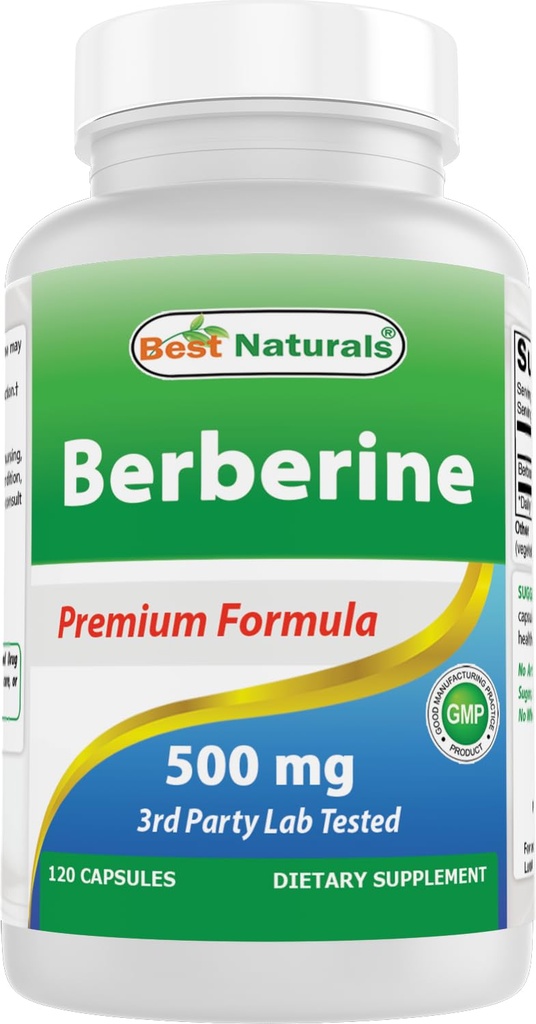 Best Naturals Berberine 500mg 120 Capsules - Supports Immune Function, Cardiovascular & Gastrointestinal Function (120 Count (Pack of 1))