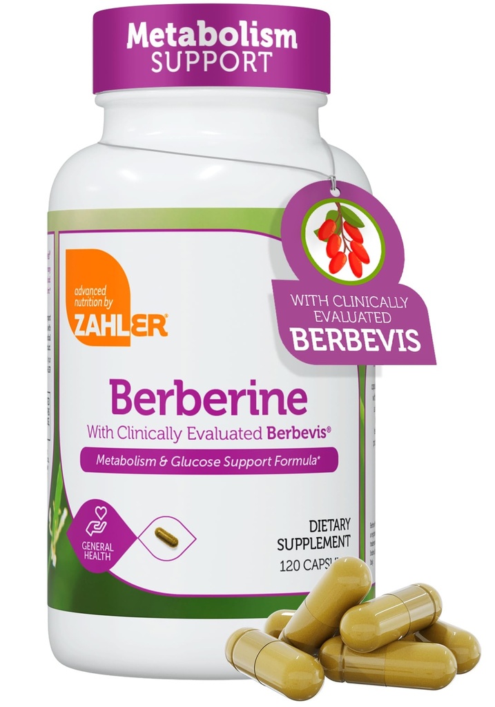 Zahler Berberine Supplement 1000mg with Clinically Evaluated Berbevis Complex and Berberine HCl - Barberry Supplements for Metabolism Support and Berberine Glucose Support for Adults (120 Capsules)