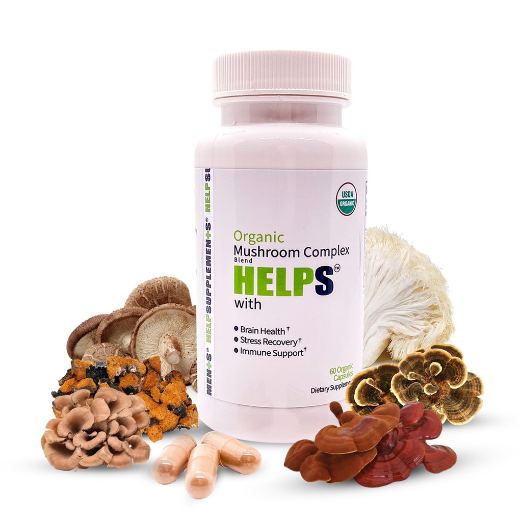 Organic Mushroom Complex Capsules | 6-in-1 Mushrooms Supplement | Brain Health, Immune Support System, Memory & Energy | 1000mg Cordyceps, Chaga, Lion’s Mane, Reishi, Shiitake & Turkey Tail Extract