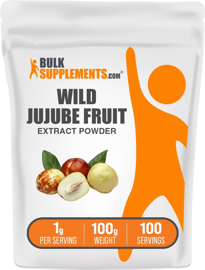 BulkSupplements.com Wild Jujube Extract Powder - Sourced from Jujube Fruit, Herbal Supplement - Gluten Free, 1g per Serving, 100g (3.5 oz) (Pack of 1)