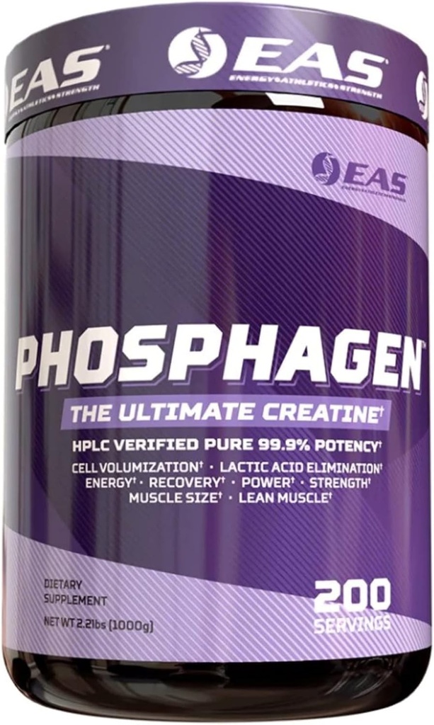 EAS Phosphagen Ultimate Creatine Powder  durable Power, Strength, Muscle Size, & Cell Volumization ← Pure 99,9% Potency tención 200 Servings (Unflavored)