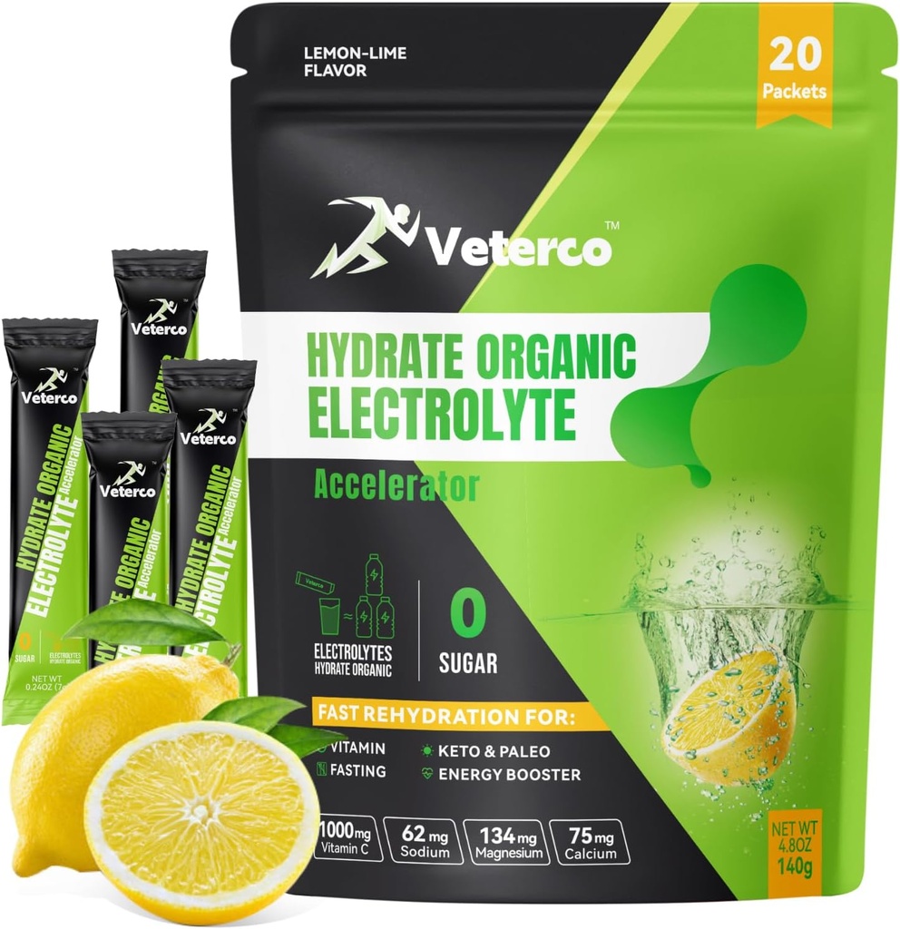 Hidration Electrolyte Powder, Electrolyte Drink, Hydration Supplement Drink Mix, Hydration Packets with Vitamin & Minerals, Keto Friendly, Vegan, Non-GMO, No Sugar, Lemon Flavor (20 Sticks)