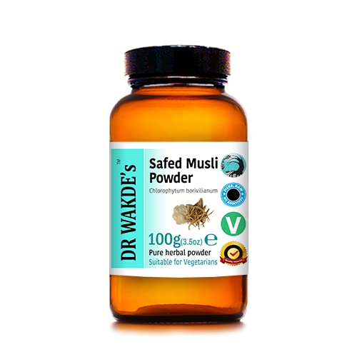 DR WAKDE'S Safed Musli Powder (Chlorophytum borivilianum) - 100g (3.5oz) | Pure, Raw & Dried Powder | Natural Aroma and Freshness | Fine Powder | Vegan | Premium Grade | Nothing Added, Nothing Removed