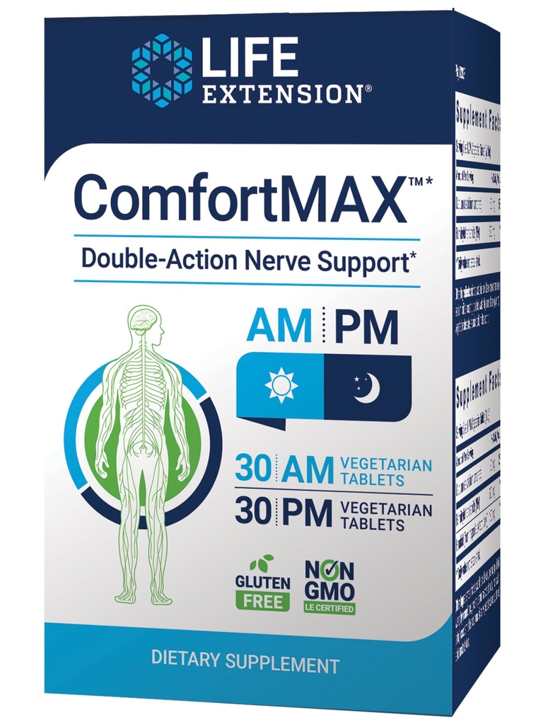 Life Extension ComfortMAXTM, honokiol y Pea for Nerve Support " discomfort Relief, Gluten-Free, Non-GMO, Vegetarian, 60 Tablets