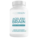 PUREHEALTH RESEARCH Ageless Brain Supplements for Memory and Focus - Nootropic Brain Health Supplement for Adults - with Bacopa Monieri, Alpha GPC, L-Tyrosine, Vitamin B6, Niacin & More, 60 Capsules