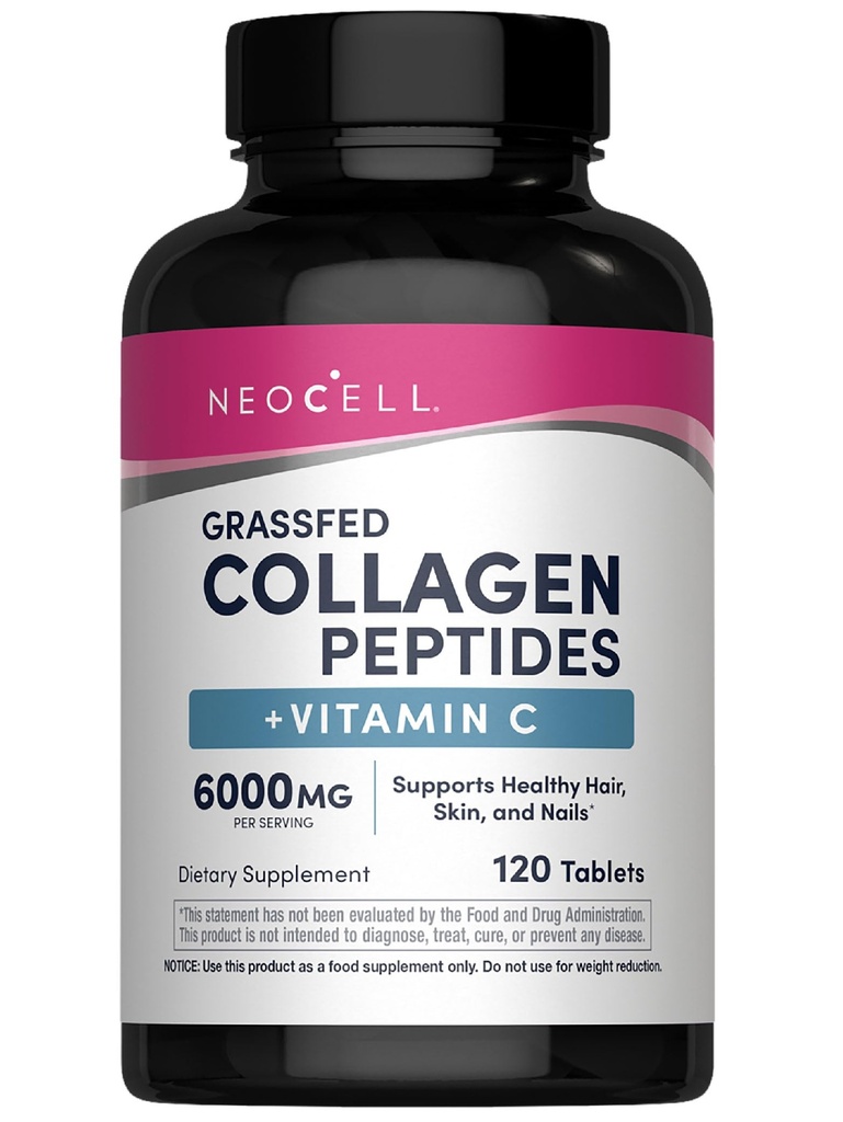 NeoCell Super Collagen with Vitamin C, 120ct Collagen Pills, Non-GMO, Grass Fed, Paleo Friendly, Gluten Free, Collagen Peptides Types 1 & 3 for Hair, Skin, Nails and Joints (Packaging May Vary)