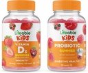 Probiótico Lifeable 2 billón de niños CFU + Vitamina D Niños, Gummies Bundle - Gran Tasting, Suplemento de vitamina, Gluten Gratis, GMO Gratis, Chewable Gummy