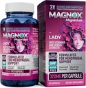 MAGNOX Lady Magnesium Suplemento TENIDO Menopause y PMS Apoyo Suplemento para Mujeres TENIDO Complejo de Magnesio con Vitaminas B6, B1, B12, D, Zinc ANTE High-Absorption Mar Muerto Magnesio Orgánico
