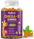 NuBest Omega 3 Gummies for Kids &amp; Adolescents with Flaxseed Oil ← Apoya el crecimiento cerebral, la claridad mental, el foco y la salud ocular TENIDO No Añadido Sugar TEN Orange Flavor TEN 60 Premium Vegan Gummies TENIDO 1 Mes