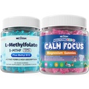 Nextdia Calm Focus Magnesium Gummies for Adults & Kids + L-MethylFolate 15mg & Methyl B12 Gummies