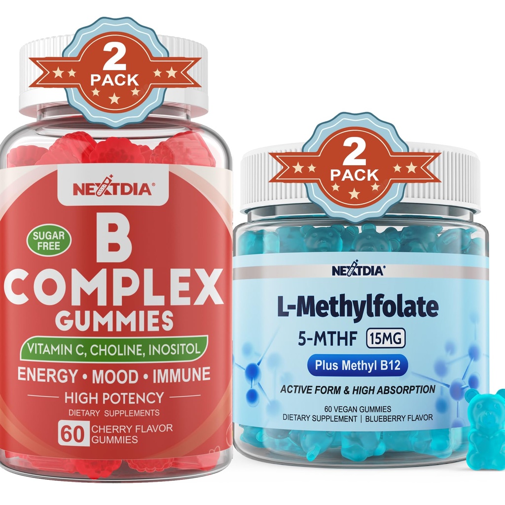 Nextdia Vitamin B Complex + L-MethylFolate 15mg Gummies, 4 Pack