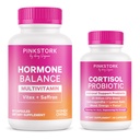 Pink Stork Hormone & Cortisol Balance for Women | Multivitamin with Vitex, B Vitamins, Iron & Probiotic with Adaptogens | Energy, Mood, Hormonal, & Adrenal Health