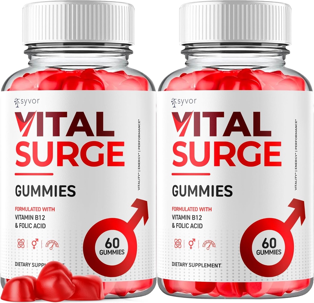 (2 Pack) Vital Surge Gummies, Oficial Vital Surge Maximum Strength 1000MG Advanced Supplement Gummies, VitalSurge Mens Detox Supplement, Vitasurge Gomitas Chews with Natural Ingredients (120 Gummies)