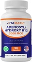 Vitamatic Adenosylcobalamin Hydroxocobalamin B12-3000 mcg with Folic Acid – Dual Active Form of B12 – Non-GMO, Gluten-Free, Sugar-Free – 90 Veg Capsules – Made in USA