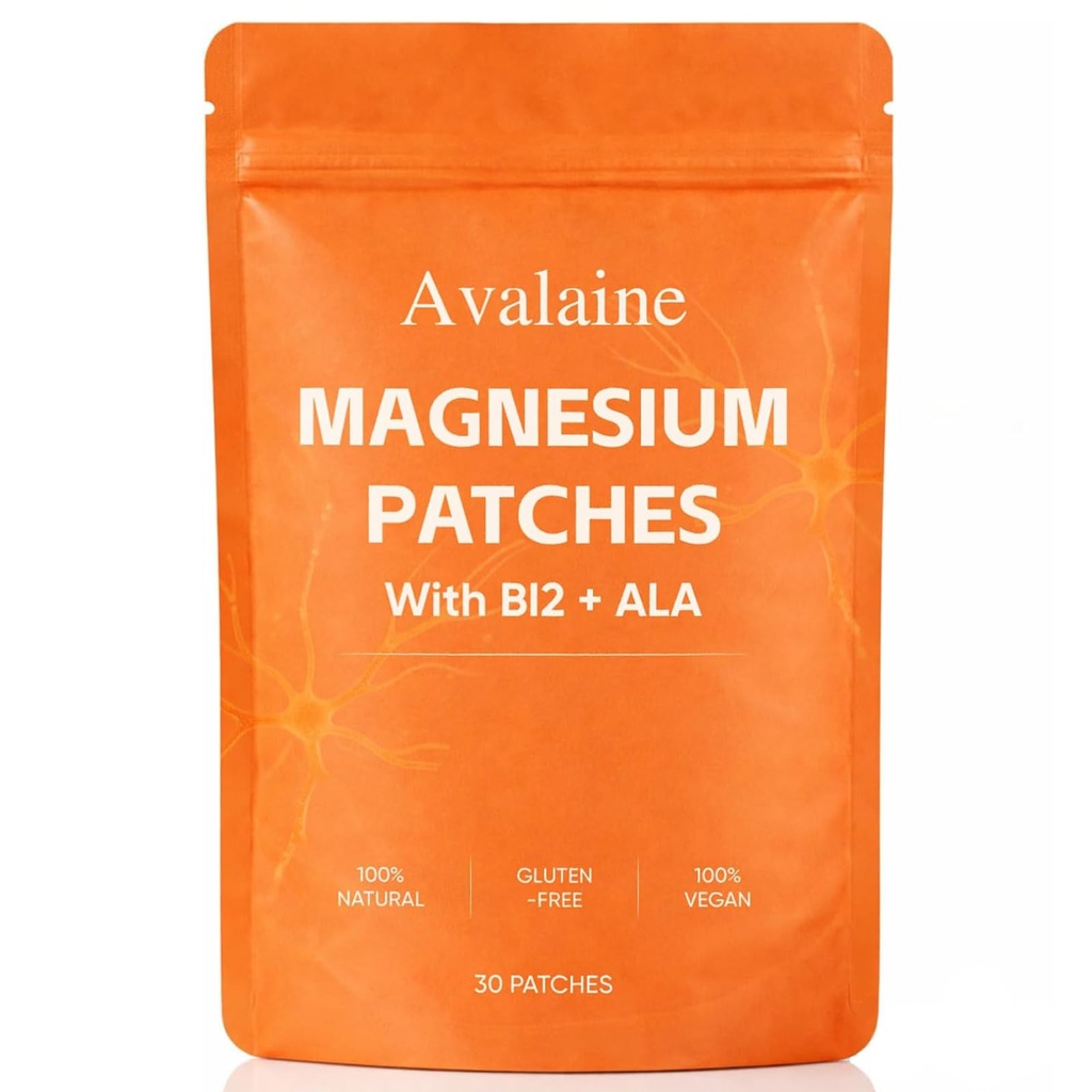 Avalaine Magnesium Patches, Nerve Relief Magnesium Patches, Soothes Relaxes, Improve Sleep, Foot & Leg Care, with Vitamin B12, Folic Acid & Alpha Lipoic Acid, 30 Count (1)