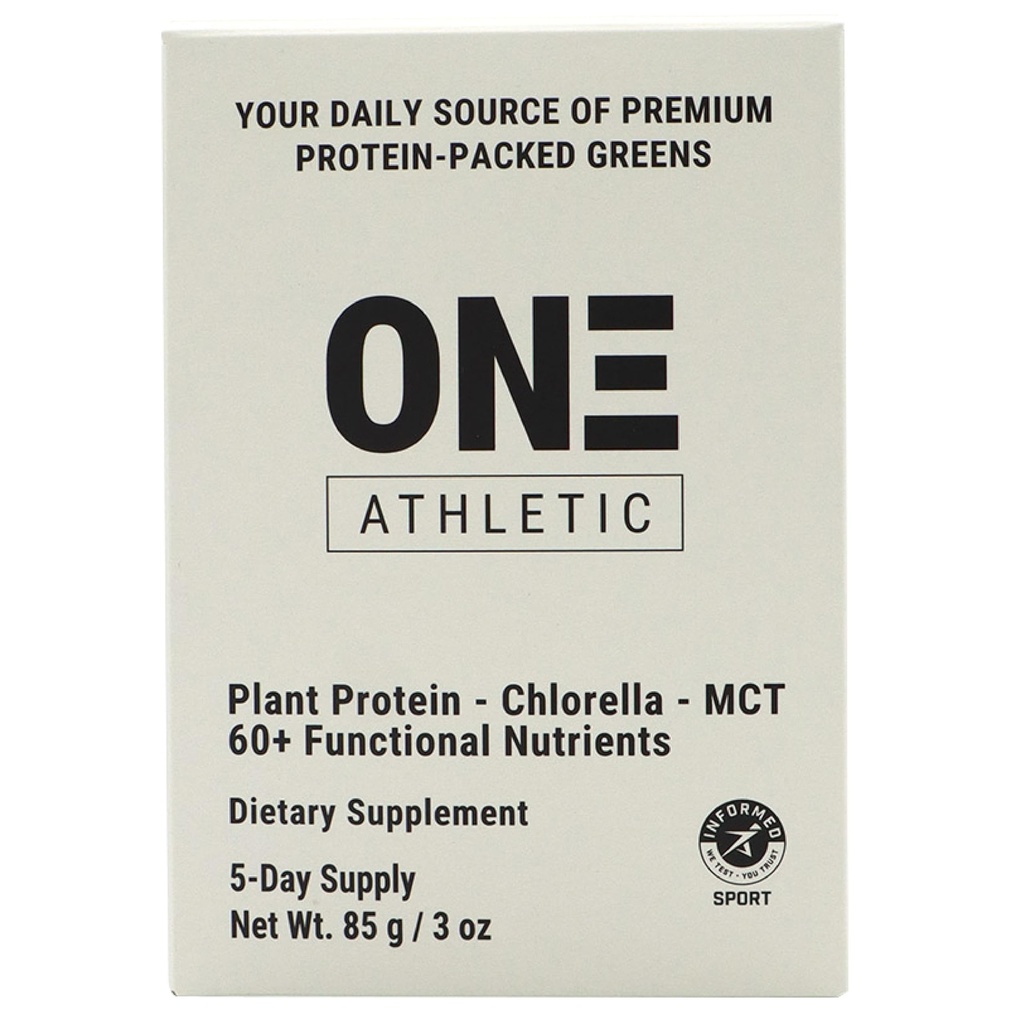 ON3 Athletic Protein Greens Supplement with chlorella, eleuthero and MCT Powder (5 Servings, Herbal)
