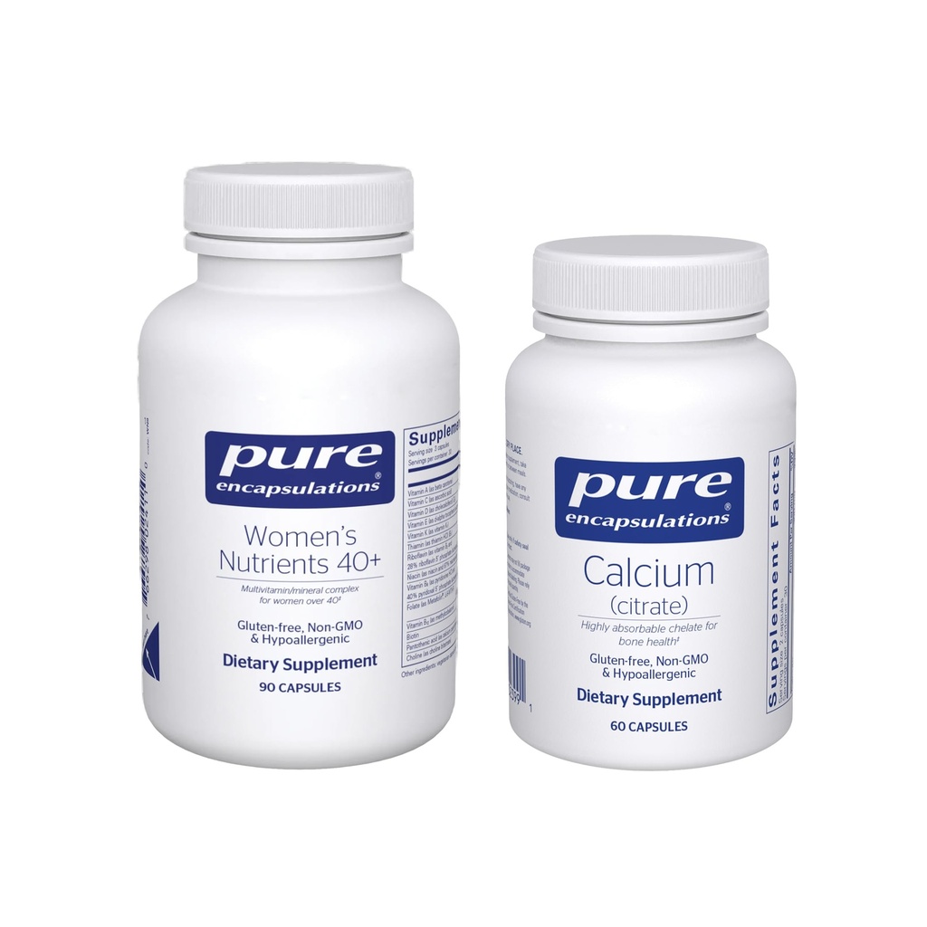 Pure Encapsulations Women's Nutrients 40+ (90 Capsules) & Calcium Citrate (60 Capsules) Bundle - Support Urinary Tract Health & Breast Cell Health* - Bone & Healthy Blood Vessel Function Support*