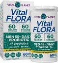 Vital Planet - Vital Flora Hombres Más de 55 Probióticos diarios, 60 Billones CFU, Diversos Estrados, Prebióticos orgánicos, Apoyo Inmunitario, Estante de Salud Digestivo Probióticos estables para Hombres, 60 cápsulas