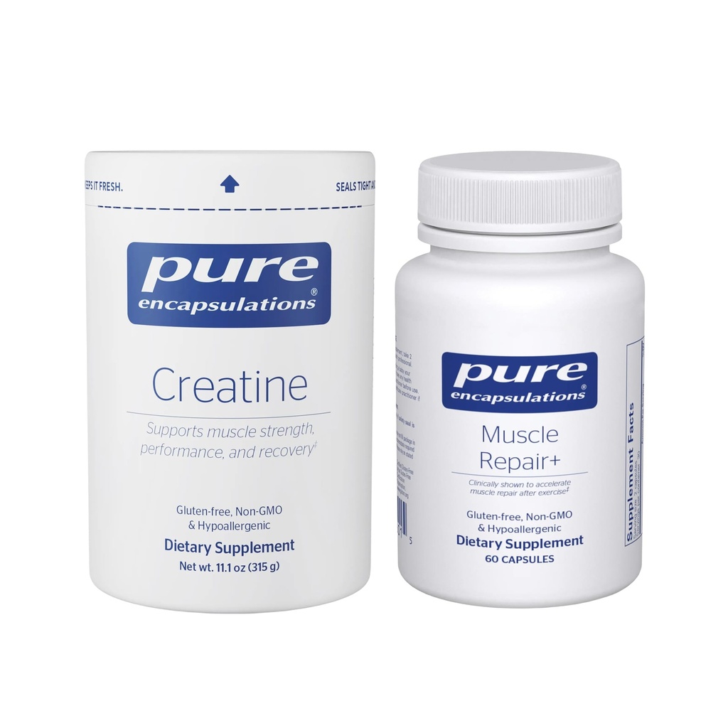 Pure Encapsulations Creatine (315 g) & Muscle Repair+ (60 Capsules) Bundle - Supports Muscle Strength, Performance & Recovery* - Athletic Dietary Supplement - Gluten-Free, Non-GMO, Hypoallergenic