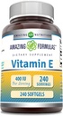Fórmulas asombrosas Vitamina E Suplemento TEN 400 UI Por Servir TEN 240 Softgels TENIDO NO GMO TENIDO Gluten-Free TEN Made in USA