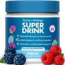 Forgge Healthy Energy Drink Mix - Clean Caffeine + B12, B6, C & D Vitamins - Sugar Free Energy Drink Powder with Electrolytes, Amino Acids, Antioxidants, Lions Mane - Vegan, Keto-Friendly - 30 SVG, Blue Raspberry