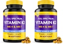 InnovixLabs Full Spectrum Vitamin K2-90 Softgels with 600 mcg of Trans Form MK7 and MK4 - Supports General Health and Bone Strength - Soy and Gluten Free K2 Vitamin Supplement (Pack of 2)