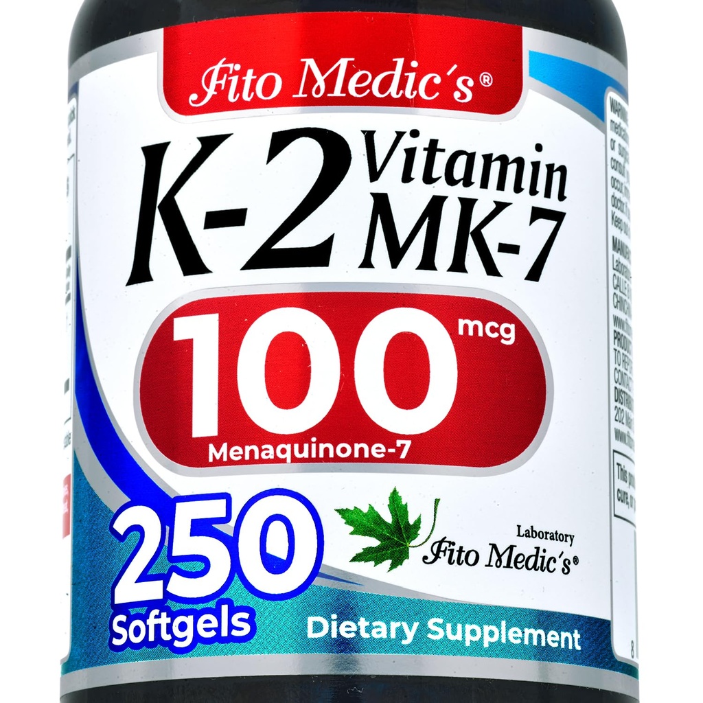 FITO MEDIC'S Lab | Vitamin k2 | k2 Vitamin Supplement | Vitamin k | 250 softgels | 100 mcg |