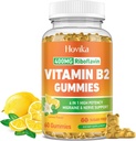 Vitamina B2 Gummies Riboflavin 400mg Suplemento para Hombres &amp; Mujeres - Magnesio Puro, Ashwagandha, CoQ10, Omega 3, Vitamina B12 - Alivio de Migraña & Energía, Apoyo del Sistema Nervioso - Azúcar Gratis, 60 Condes