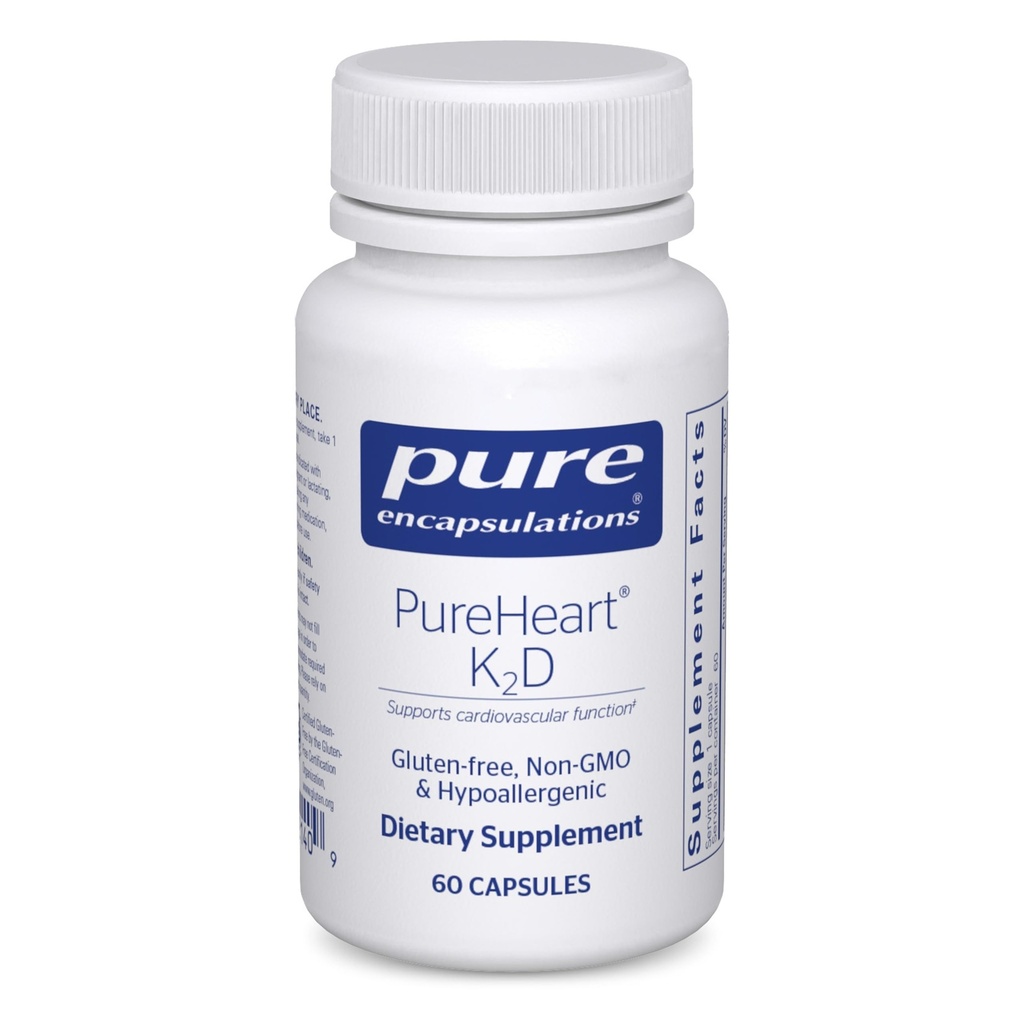 Pure Encapsulations PureHeart K2D - Heart Health Supplement* - with Vitamin K2 & D3 - Cholecalciferol Vitamin D & MK-7 - Non-GMO & Vegetarian - 60 Capsules