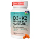 Vitamin D3 K2 Magnesium Supplement - Extra Strength with 10000 IU Vitamin D3, Magnesium Glycinate and 200 mcg K2 MK-7 Vitamin Supplements Complex, for Women & Men - 300 Softgels